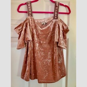 Cold shoulder velvet top, never worn, size M